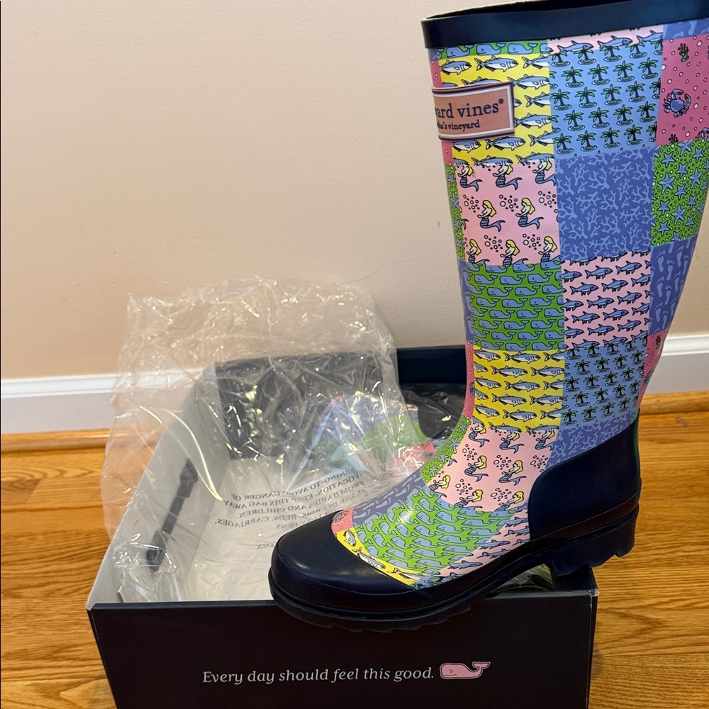 Vineyard Vines Women's Colorful Patchwork Rain Boots